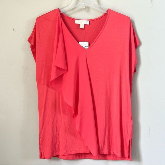 Michael Michael Kors Coral Reef Drape Ruffle Oversized Normcore Blouse Top SZ S - Picture 1 of 9